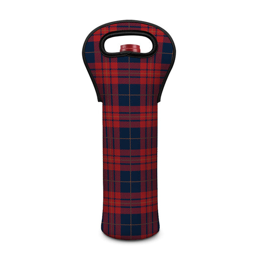 Blue And Red Tartan Pattern Print Single Neoprene Wine Tote
