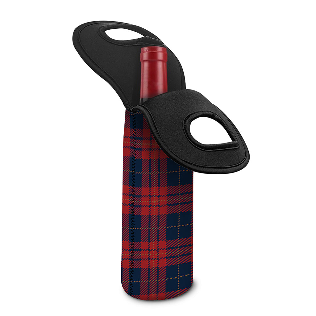 Blue And Red Tartan Pattern Print Single Neoprene Wine Tote