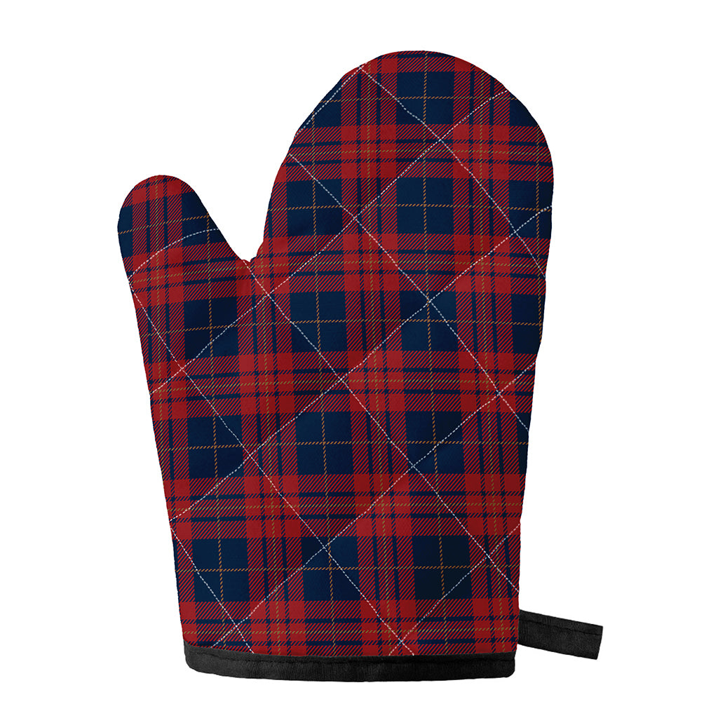 Blue And Red Tartan Pattern Print Single Oven Mitt