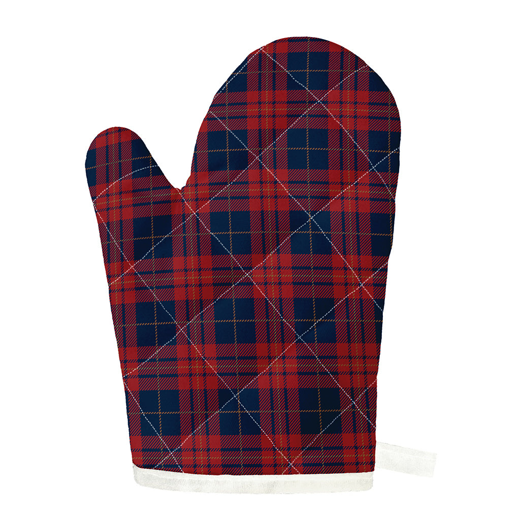Blue And Red Tartan Pattern Print Single Oven Mitt