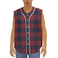 Blue And Red Tartan Pattern Print Sleeveless Baseball Jersey