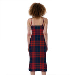 Blue And Red Tartan Pattern Print Slim Fit Midi Cami Dress