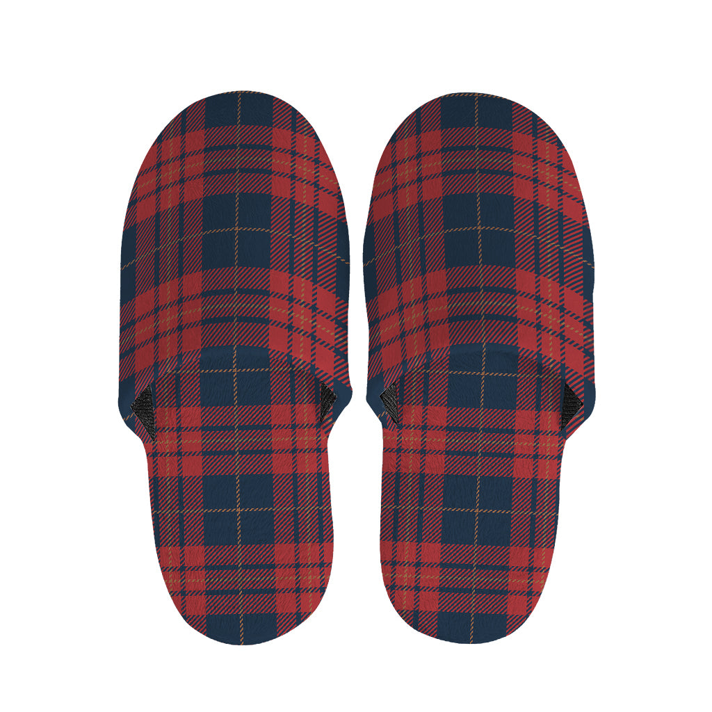 Blue And Red Tartan Pattern Print Slippers