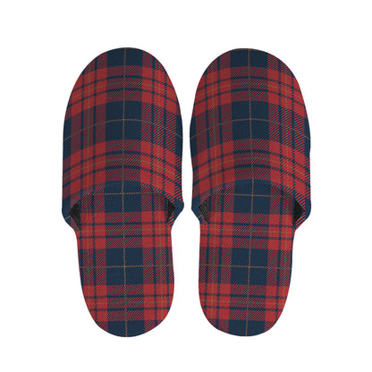 Blue And Red Tartan Pattern Print Slippers