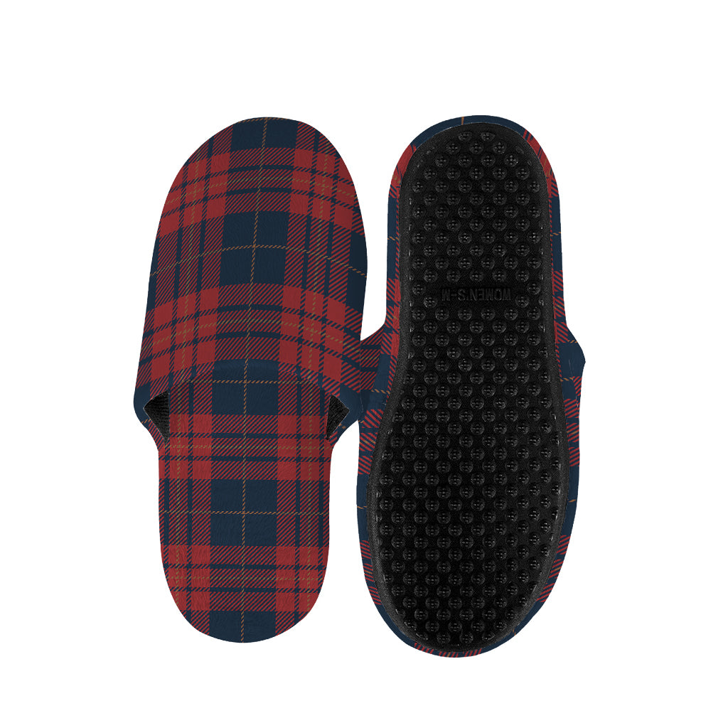 Blue And Red Tartan Pattern Print Slippers