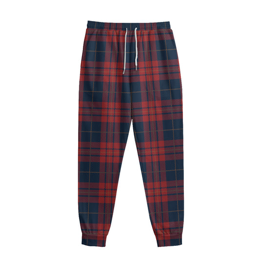 Blue And Red Tartan Pattern Print Sweatpants