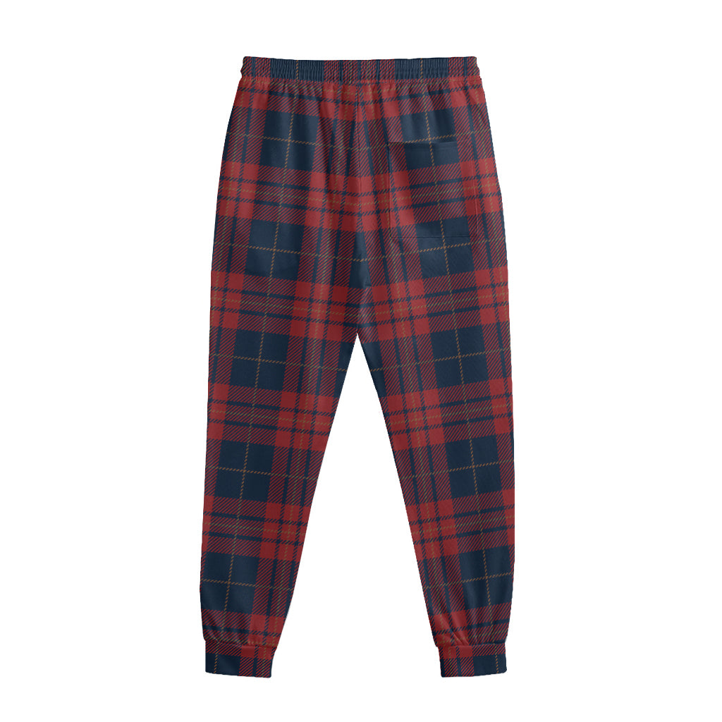 Blue And Red Tartan Pattern Print Sweatpants