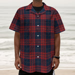 Blue And Red Tartan Pattern Print Textured Short Sleeve Shirt
