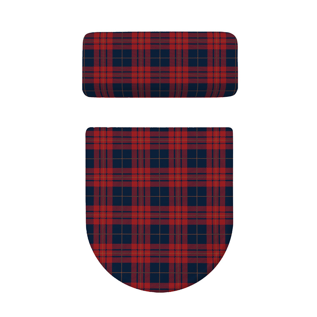 Blue And Red Tartan Pattern Print Toilet Lid And Tank Cover Set