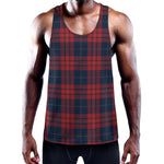 Blue And Red Tartan Pattern Print Training Tank Top