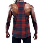 Blue And Red Tartan Pattern Print Training Tank Top