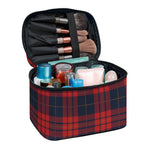 Blue And Red Tartan Pattern Print Travel Makeup Bag