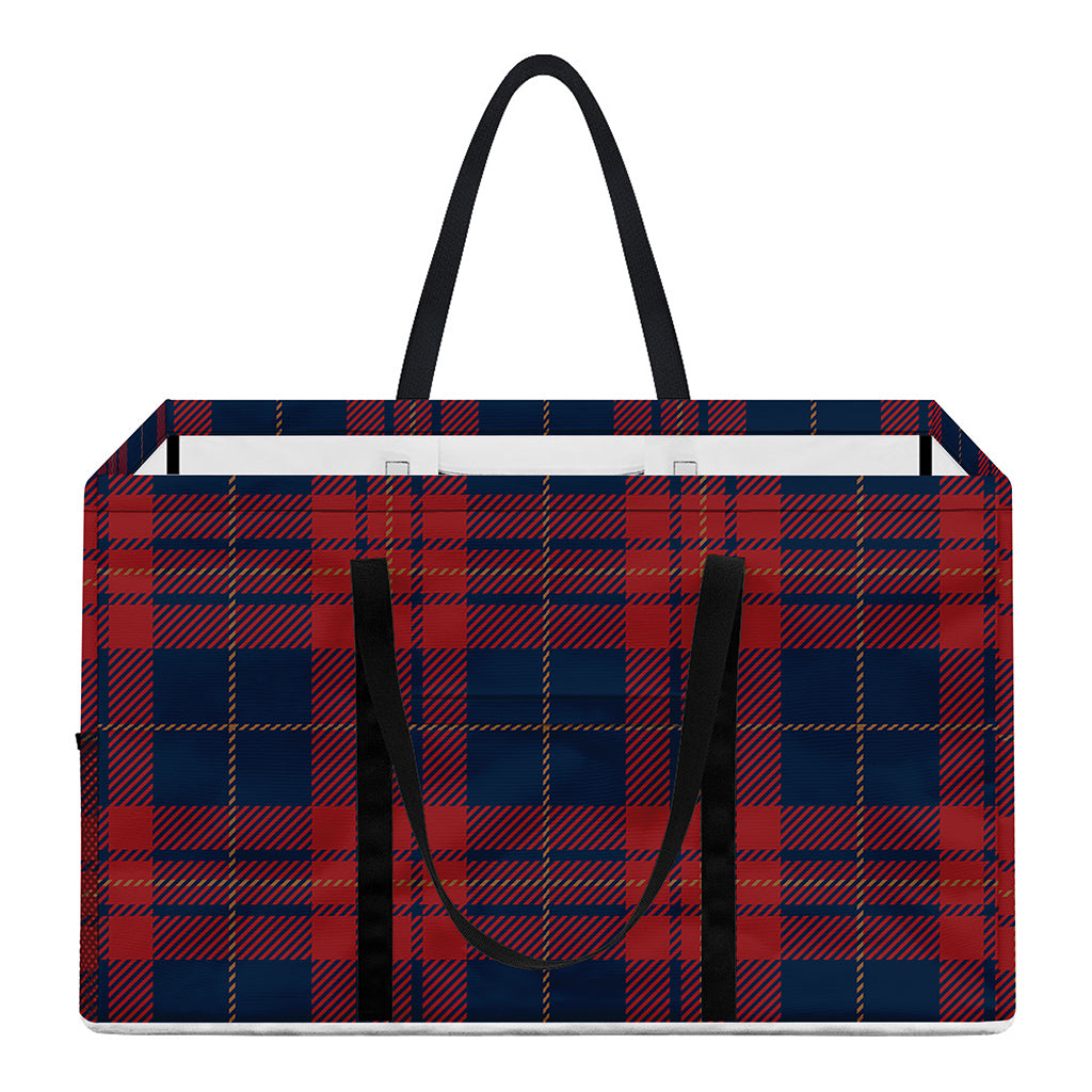 Blue And Red Tartan Pattern Print Utility Tote Bag