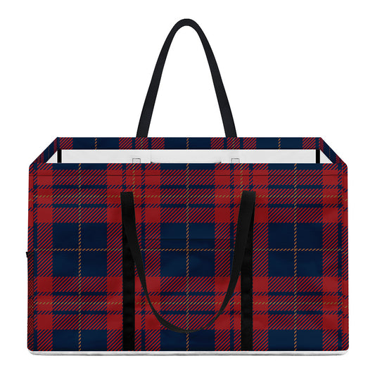 Blue And Red Tartan Pattern Print Utility Tote Bag
