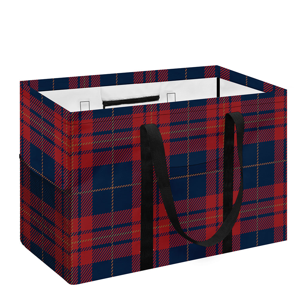 Blue And Red Tartan Pattern Print Utility Tote Bag