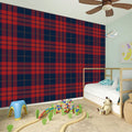 Blue And Red Tartan Pattern Print Wall Sticker