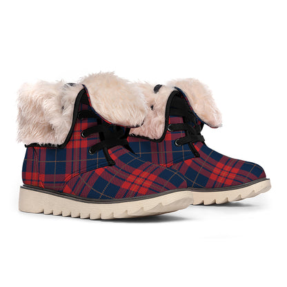 Blue And Red Tartan Pattern Print Winter Boots