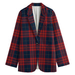 Blue And Red Tartan Pattern Print Women's Blazer