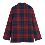Blue And Red Tartan Pattern Print Women's Blazer