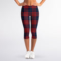 Blue And Red Tartan Pattern Print Women's Capri Leggings