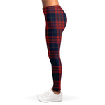 Blue And Red Tartan Pattern Print Women's Leggings