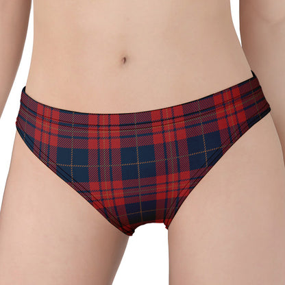 Blue And Red Tartan Pattern Print Women's Panties