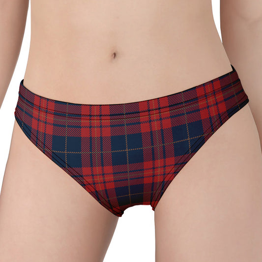 Blue And Red Tartan Pattern Print Women's Panties