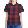 Blue And Red Tartan Pattern Print Women's Polo Shirt