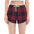 Blue And Red Tartan Pattern Print Women's Split Running Shorts