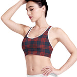 Blue And Red Tartan Pattern Print Women's Sports Bra
