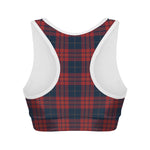 Blue And Red Tartan Pattern Print Women's Sports Bra