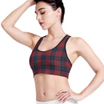 Blue And Red Tartan Pattern Print Women's Sports Bra