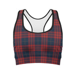Blue And Red Tartan Pattern Print Women's Sports Bra