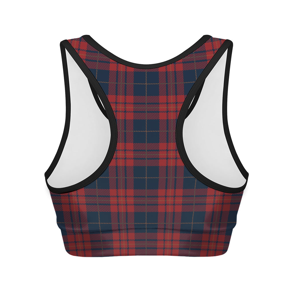 Blue And Red Tartan Pattern Print Women's Sports Bra