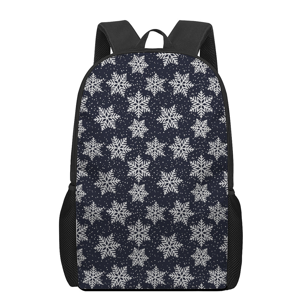 Blue And Silver Snowflake Pattern Print 17 Inch Backpack