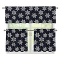 Blue And Silver Snowflake Pattern Print 3 Piece Kitchen Curtains