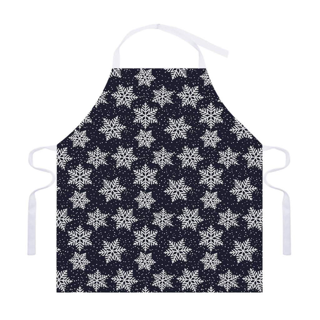Blue And Silver Snowflake Pattern Print Adjustable Apron