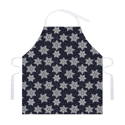 Blue And Silver Snowflake Pattern Print Adjustable Apron