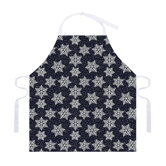 Blue And Silver Snowflake Pattern Print Adjustable Apron