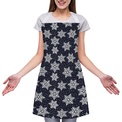 Blue And Silver Snowflake Pattern Print Adjustable Apron