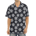 Blue And Silver Snowflake Pattern Print Aloha Shirt