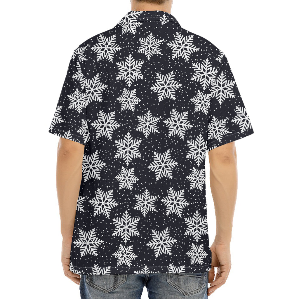 Blue And Silver Snowflake Pattern Print Aloha Shirt