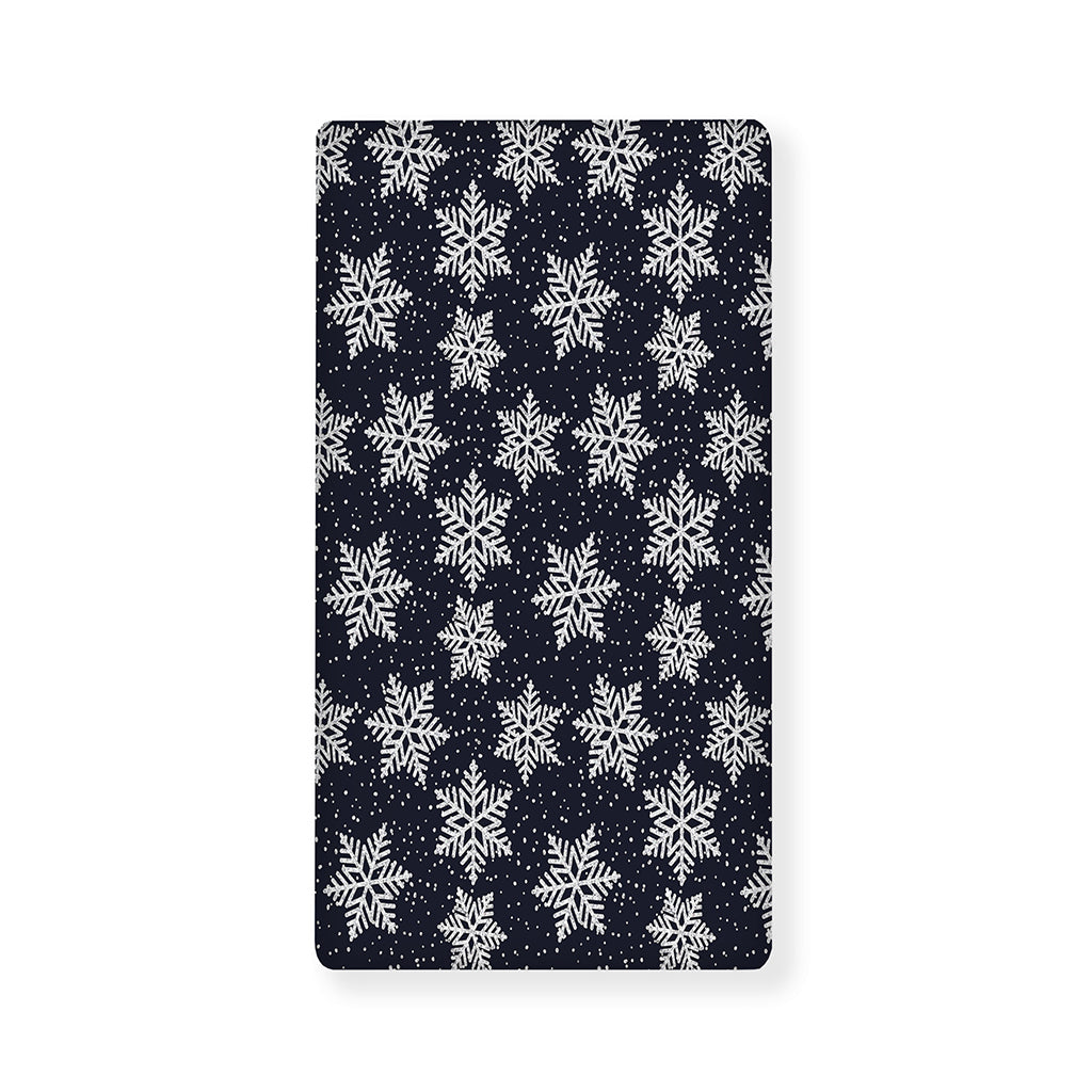 Blue And Silver Snowflake Pattern Print Baby Crib Sheet