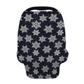 Blue And Silver Snowflake Pattern Print Baby Seat Cover