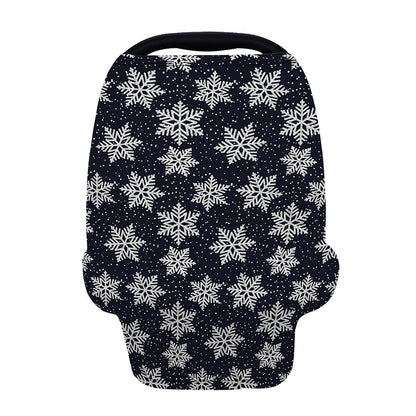 Blue And Silver Snowflake Pattern Print Baby Seat Cover