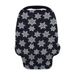 Blue And Silver Snowflake Pattern Print Baby Seat Cover