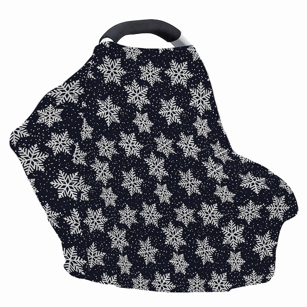 Blue And Silver Snowflake Pattern Print Baby Seat Cover