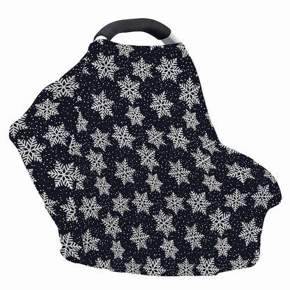 Blue And Silver Snowflake Pattern Print Baby Seat Cover