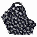 Blue And Silver Snowflake Pattern Print Baby Seat Cover