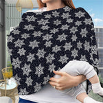 Blue And Silver Snowflake Pattern Print Baby Seat Cover